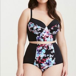 Torrid Swimsuit Black Floral Bikini